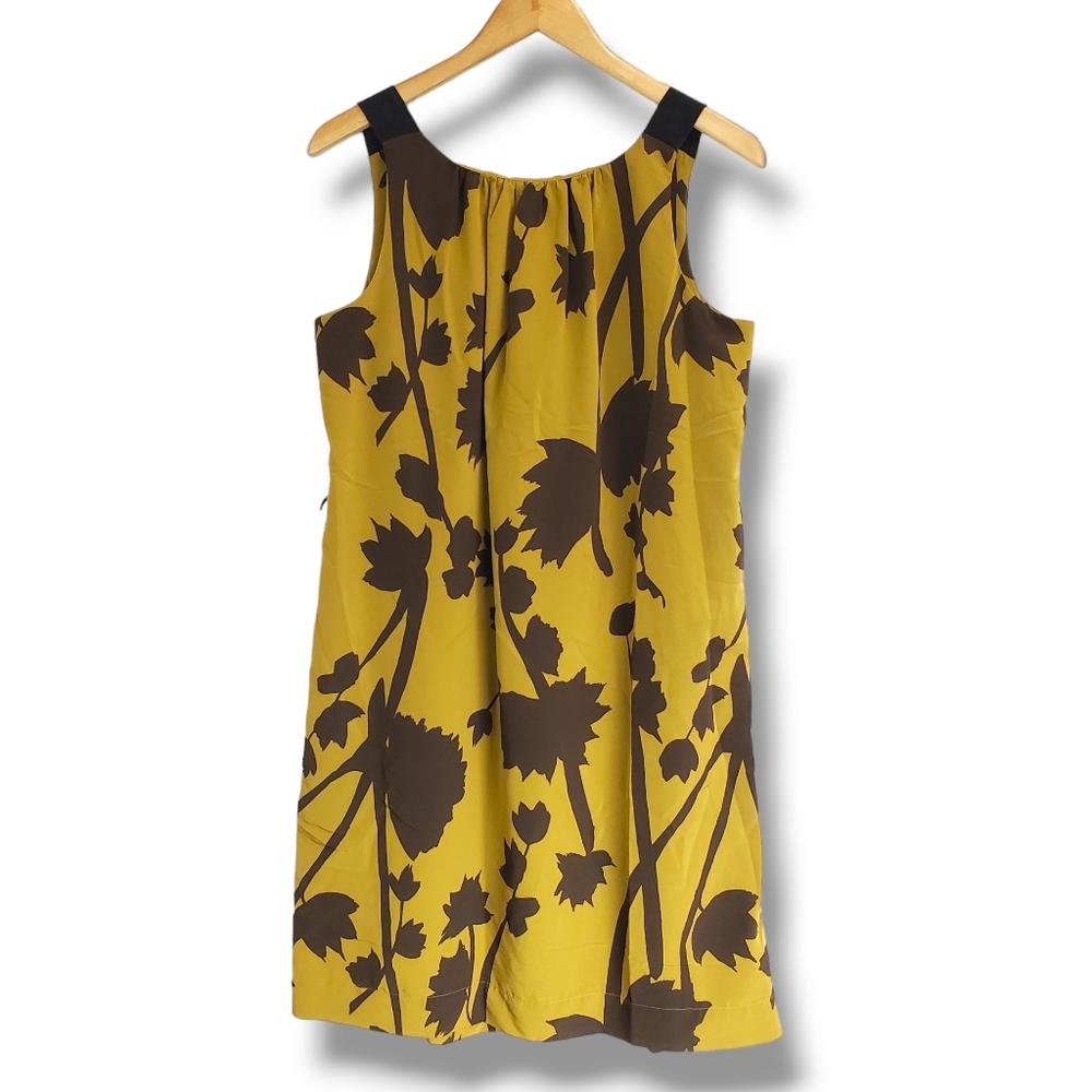SimplyVera Vera Wang Mustard Yellow Leaf Patterned Dress Size 12 - Picture 5 of 10